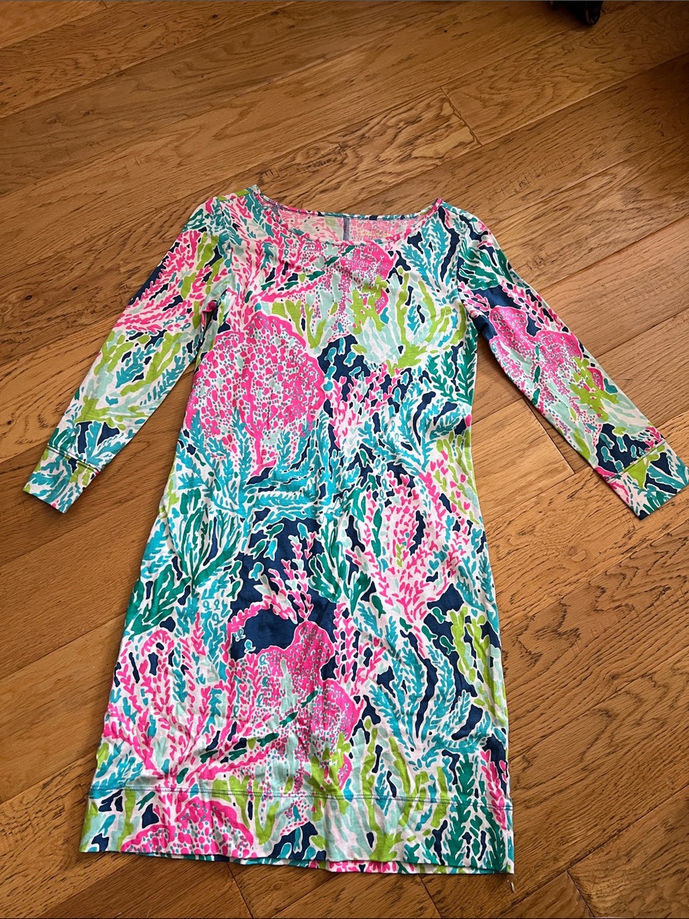 XXS - Lilly Pulitzer - Multi-Color Long-Sleeve corail dress - Picture 2 of 6